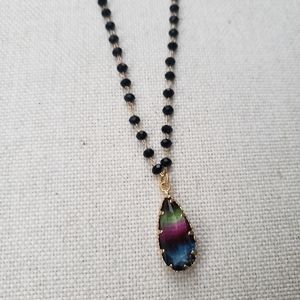 Handmade Rainbow Glass Pendant Necklace